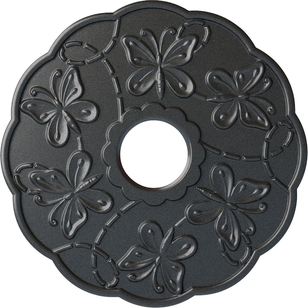 Ekena Millwork Terrones Butterfly Ceiling Medallion (Canopies up to 3 7/8"), 17 7/8"OD x 3 7/8"ID x 1"P, Pewter CM17TSPES - main